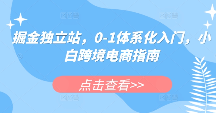 掘金独立站，0-1体系化入门，小白跨境电商指南-他山创业网