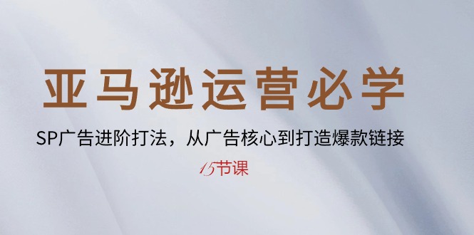 亚马逊运营必学： SP广告进阶打法，从广告核心到打造爆款链接（15节课）-他山创业网