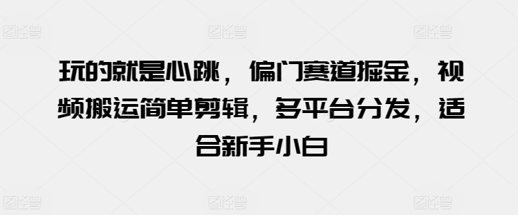 玩的就是心跳，偏门赛道掘金，视频搬运简单剪辑，多平台分发，适合新手小白-他山创业网