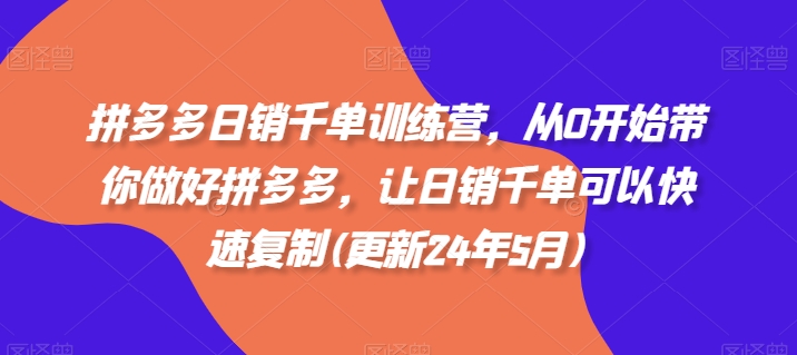 拼多多日销千单训练营，从0开始带你做好拼多多，让日销千单可以快速复制(更新24年5月)-他山创业网