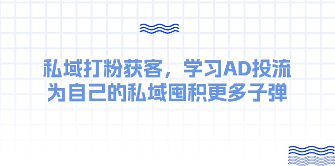 （10728期）某收费课：私域打粉获客，学习AD投流，为自己的私域囤积更多子弹-他山创业网