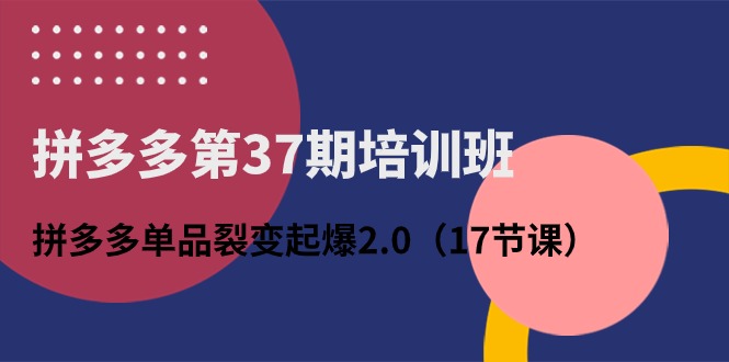 拼多多第37期培训班：拼多多单品裂变起爆2.0（17节课）-他山创业网