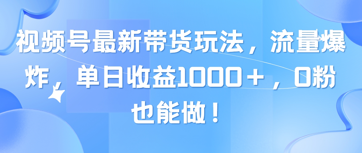 （10858期）视频号最新带货玩法，流量爆炸，单日收益1000＋，0粉也能做！-他山创业网