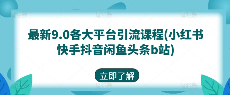 最新9.0各大平台引流课程(小红书快手抖音闲鱼头条b站)-他山创业网