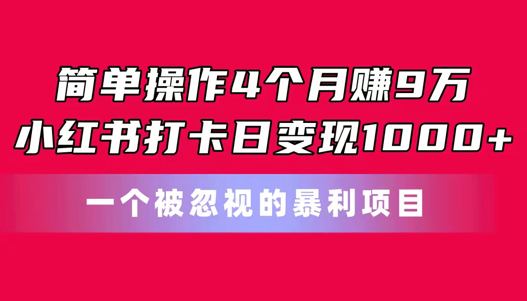 （11048期）简单操作4个月赚9万！小红书打卡日变现1000+！一个被忽视的暴力项目-他山创业网
