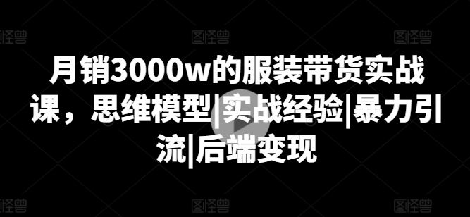 月销3000w的服装带货实战课，思维模型|实战经验|暴力引流|后端变现-他山创业网