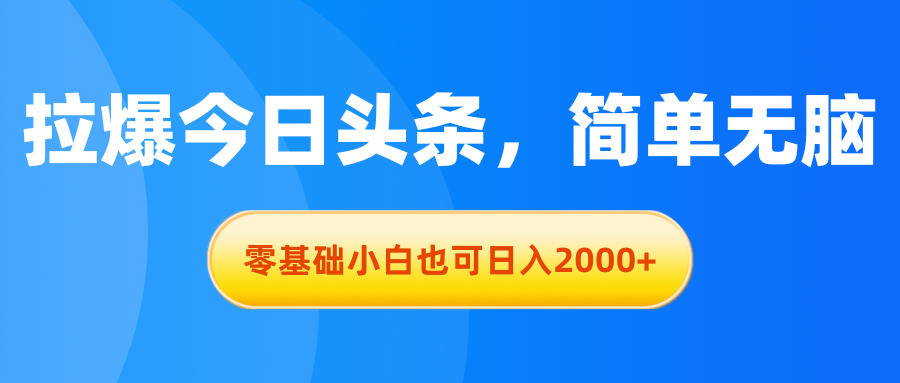（11077期）拉爆今日头条，简单无脑，零基础小白也可日入2000+-他山创业网