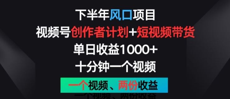 下半年风口项目，视频号创作者计划+视频带货，一个视频两份收益，十分钟一个视频【揭秘】-他山创业网