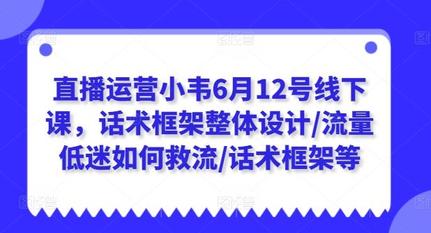 直播运营小韦6月12号线下课，话术框架整体设计/流量低迷如何救流/话术框架等-他山创业网