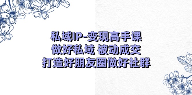 私域IP变现高手课：做好私域被动成交，打造好朋友圈做好社群（18节）-他山创业网