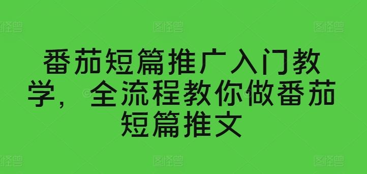 番茄短篇推广入门教学，全流程教你做番茄短篇推文-他山创业网