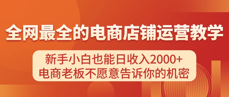 （11266期）电商店铺运营教学，新手小白也能日收入2000+，电商老板不愿意告诉你的机密-他山创业网