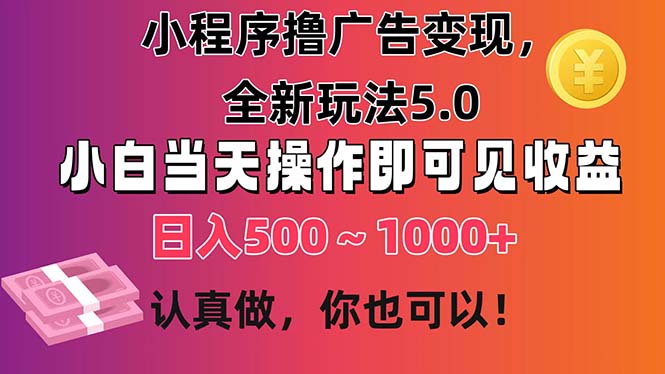 （11290期）小程序撸广告变现，全新玩法5.0，小白当天操作即可上手，日收益 500~1000+-他山创业网