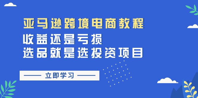 （11432期）亚马逊跨境电商教程：收益还是亏损！选品就是选投资项目-他山创业网