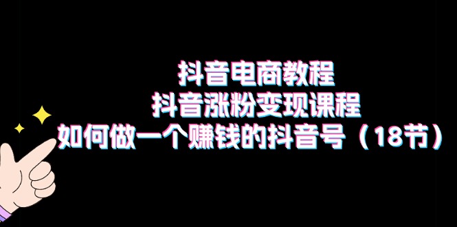 （11436期）抖音电商教程：抖音涨粉变现课程：如何做一个赚钱的抖音号（18节）-他山创业网
