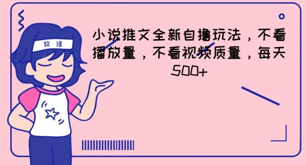 小说推文全新自撸玩法，不看播放量，不看视频质量，每天500+【揭秘】-他山创业网