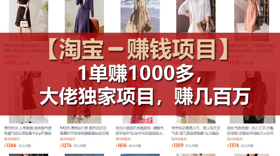 （11685期）【淘宝赚钱项目】1单可赚1000多，大佬独家项目，年赚几百万-他山创业网