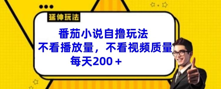 番茄小说自撸玩法，不看播放量，不看视频质量，每天200+【揭秘】-他山创业网