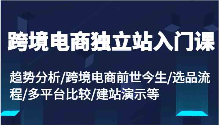 跨境电商独立站入门课：趋势分析/跨境电商前世今生/选品流程/多平台比较/建站演示等-他山创业网