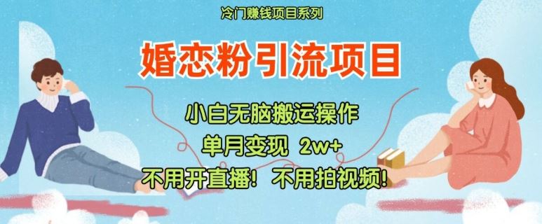 小红书婚恋粉引流，不用开直播，不用拍视频，不用做交付【揭秘】-他山创业网