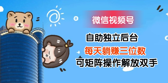 （11910期）微信视频号自助独立后台每天躺赚三位数可矩阵操作解放双手-他山创业网