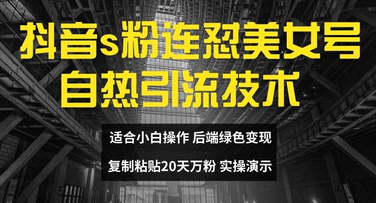 抖音s粉连怼美女号自热引流技术复制粘贴，20天万粉账号，无需实名制，矩阵操作【揭秘】-他山创业网