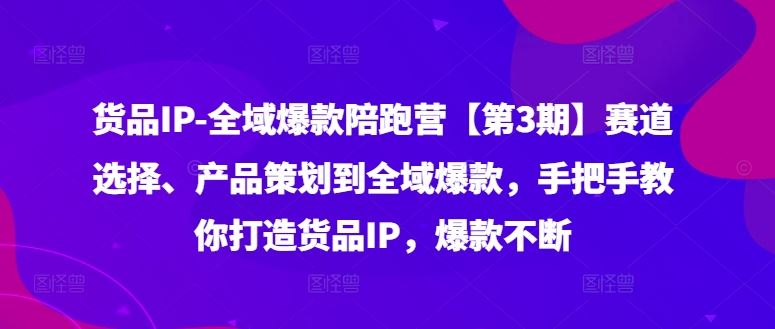 货品IP全域爆款陪跑营【第3期】赛道选择、产品策划到全域爆款，手把手教你打造货品IP，爆款不断-他山创业网