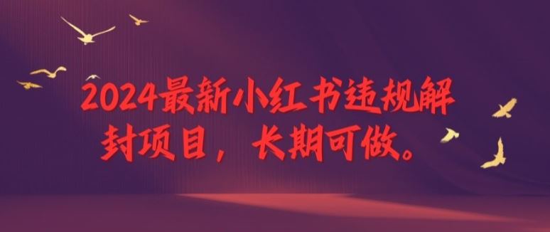 2024最新小红书违规解封项目，长期可做，一个可以做到退休的项目【揭秘】-他山创业网