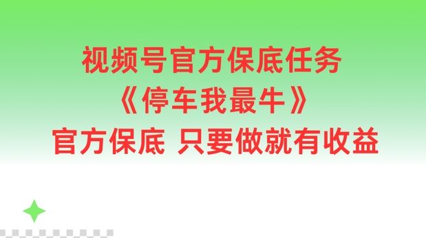 视频号官方保底任务，停车我最牛，官方保底只要做就有收益【揭秘】-他山创业网