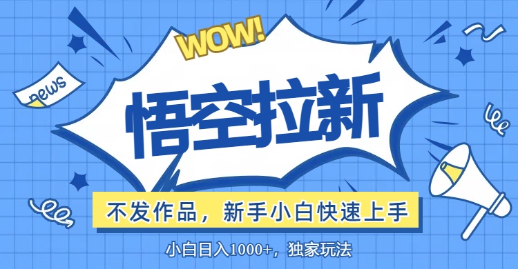 （12243期）悟空拉新最新玩法，无需作品暴力出单，小白快速上手-他山创业网