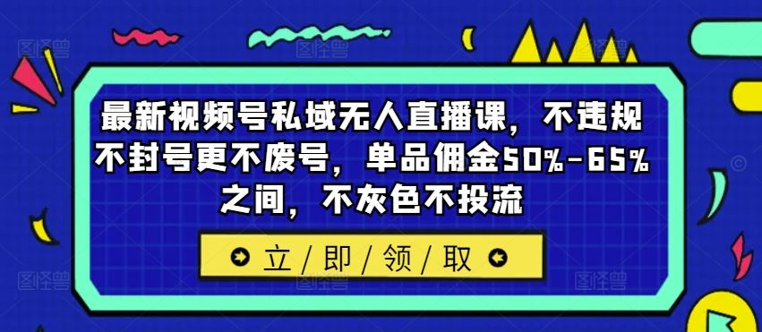 最新视频号私域无人直播课，不违规不封号更不废号，单品佣金50%-65%之间，不灰色不投流-他山创业网