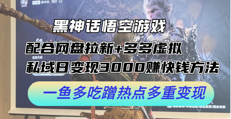 （12316期）黑神话悟空游戏配合网盘拉新+多多虚拟+私域日变现3000+赚快钱方法。…-他山创业网