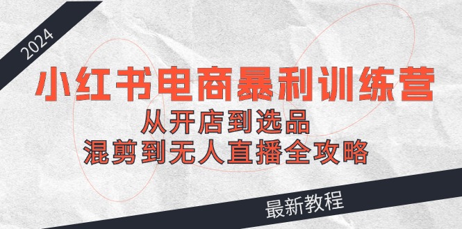 2024小红书电商暴利训练营：从开店到选品，混剪到无人直播全攻略-他山创业网