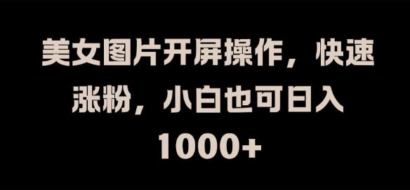 美女图片开屏操作，快速涨粉，小白也可日入1k【揭秘】-他山创业网