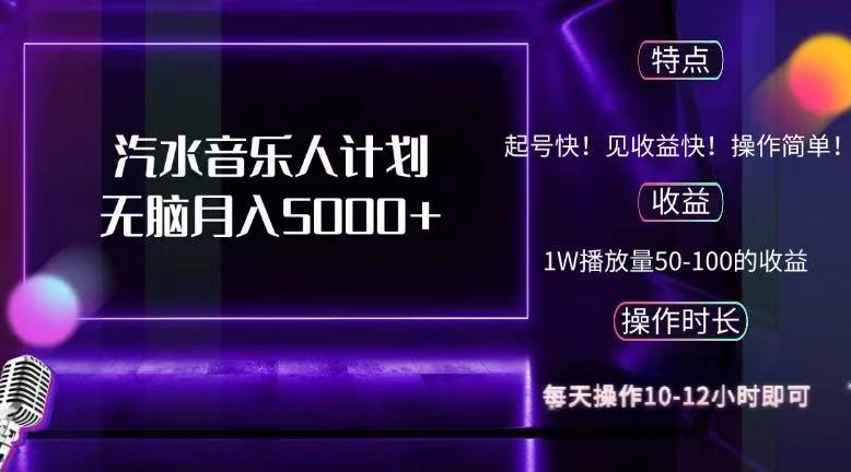 （12429期）抖音汽水音乐人计划无脑月入5000+-他山创业网