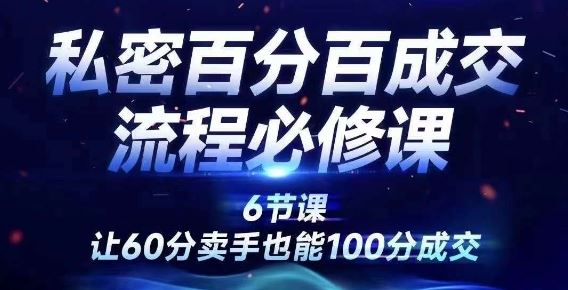 私密百分百成交流程线上训练营，绝对成交，让60分卖手也能100分成交-他山创业网