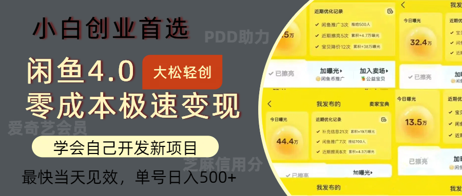（12434期）闲鱼0成本极速变现项目，多种变现方式 单号日入500+最新玩法-他山创业网