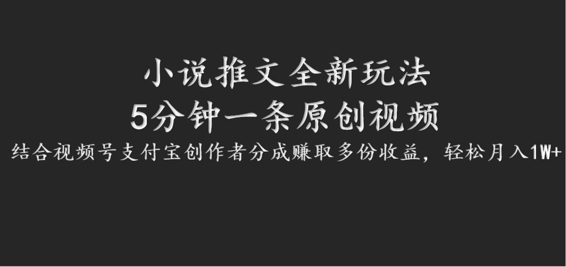 小说推文全新玩法，5分钟一条原创视频，结合视频号支付宝创作者分成赚取多份收益-他山创业网