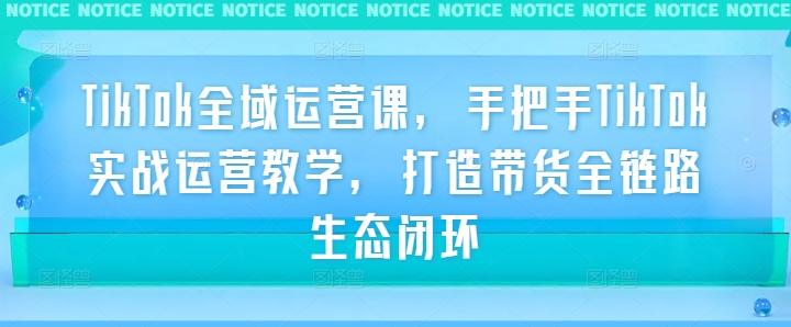 TikTok全域运营课，手把手TikTok实战运营教学，打造带货全链路生态闭环-他山创业网