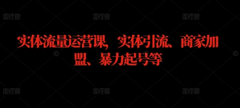 实体流量运营课，实体引流、商家加盟、暴力起号等-他山创业网