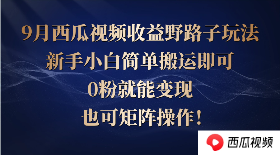 西瓜视频收益野路子玩法，新手小白简单搬运即可，0粉就能变现，也可矩…-他山创业网