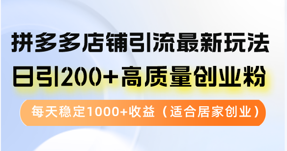 （12893期）拼多多店铺引流最新玩法，日引200+高质量创业粉，每天稳定1000+收益（…-他山创业网