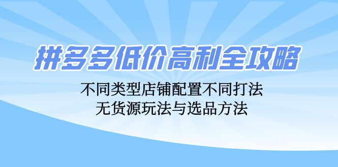 （12897期）拼多多低价高利全攻略：不同类型店铺配置不同打法，无货源玩法与选品方法-他山创业网