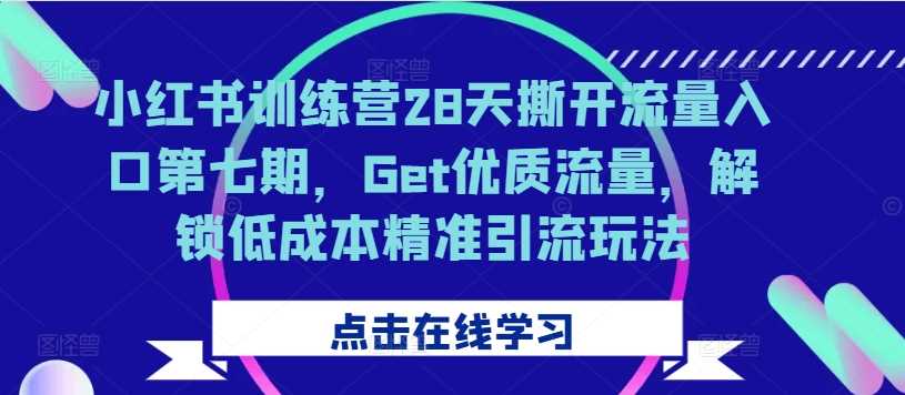 小红书训练营28天撕开流量入口第七期，Get优质流量，解锁低成本精准引流玩法-他山创业网
