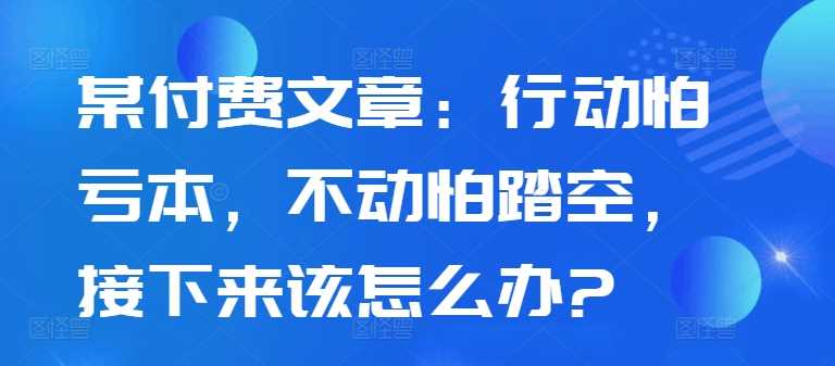 某付费文章：行动怕亏本，不动怕踏空，接下来该怎么办?-他山创业网