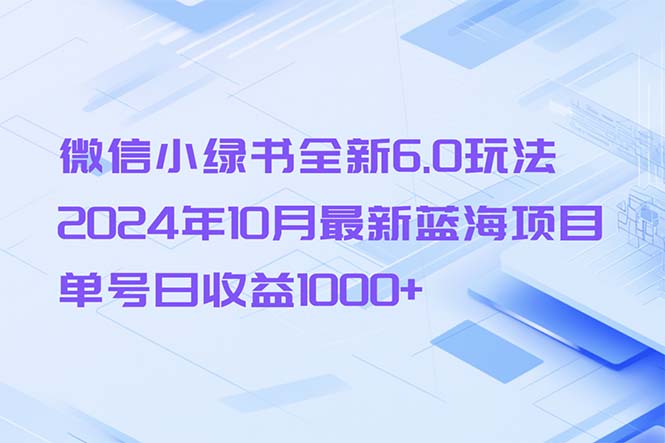 （13052期）微信小绿书全新6.0玩法，2024年10月最新蓝海项目，单号日收益1000+-他山创业网