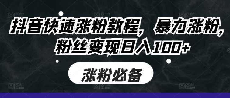 抖音快速涨粉教程，暴力涨粉，粉丝变现日入100+-他山创业网