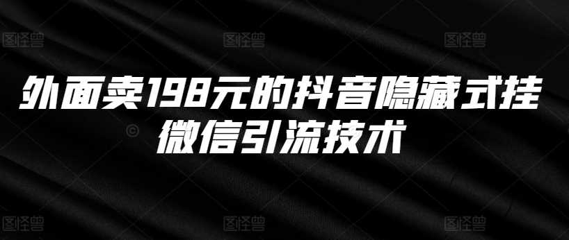 外面卖198元的抖音隐藏式挂微信引流技术-他山创业网