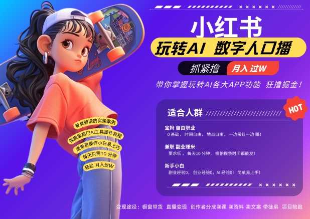 小红书数字人暴力起号，AI改写文案，再也不用费劲录口播，流量火爆月入破W轻松拿捏-他山创业网