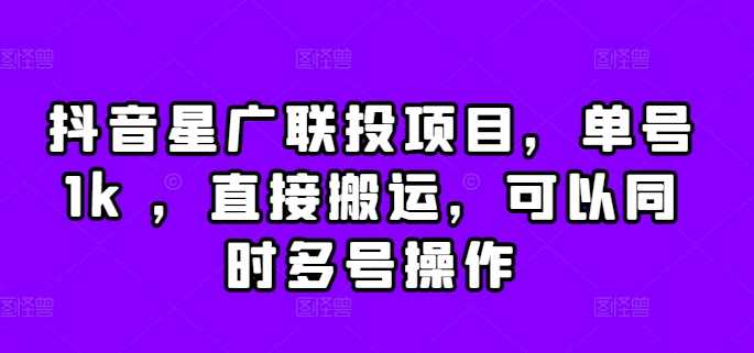 抖音星广联投项目，单号1k ，直接搬运，可以同时多号操作【揭秘】-他山创业网